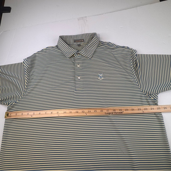 Peter Millar Summer Comfort Polo Men's XL Yellow Stripe Performance Golf Stretch - Picture 8 of 11